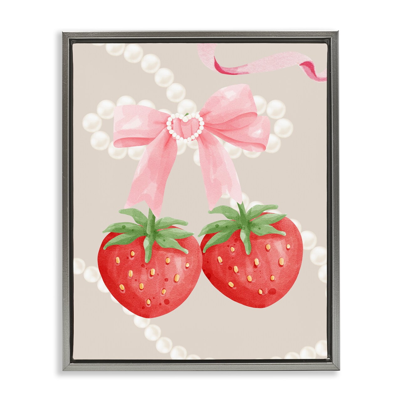 Stupell Industries Feminine Strawberry Pearls Floating Frame, design by Jesse Keith
